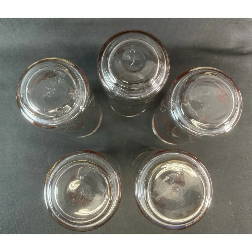 Lot Of 5 Vintage 1980s Sango Sahara Brown Glass Tumblers